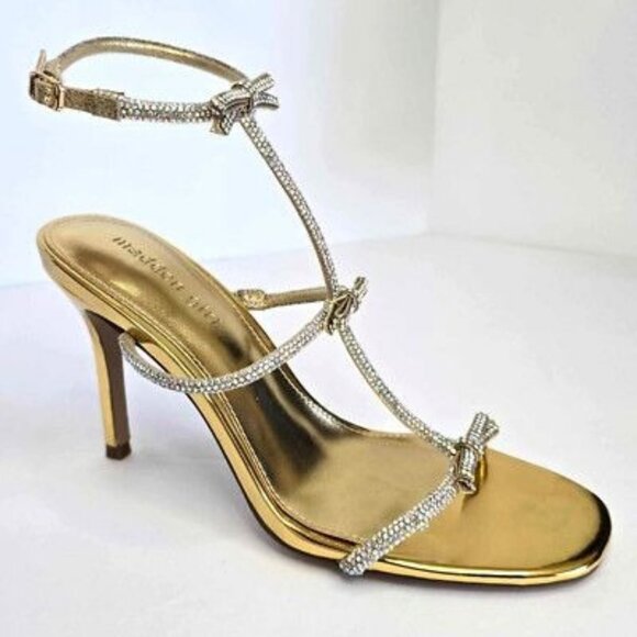 Madden Girl Women's 5 Wisteria Bow Strappy Heeled Sandal Gold - Picture 1 of 6